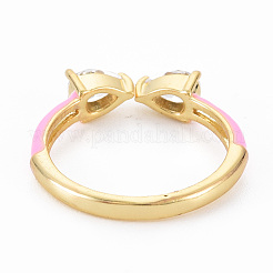 Латунные кольца-манжеты с бантом и микропаве RJEW-N037-004-NF