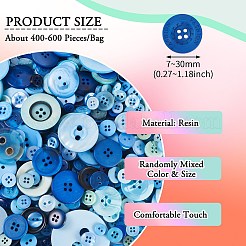 Плоские круглые пуговицы из смолы&nbsp;BUTT-TAC0017-01B