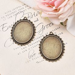 Тибетский стиль сплава сеттинги кабошон овал поднос&nbsp;LS-TIBEP-5437-AB-LF