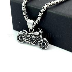 Ожерелья с подвесками в виде мотоциклов из нержавеющей стали для мужских панк-винтажных украшений CM7927