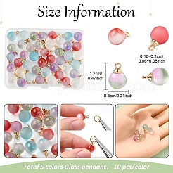 50 шт. 5 цвета прозрачные стеклянные подвески с распылительной росписью&nbsp;GLAA-YW0004-47