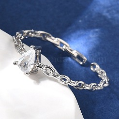 925 открытое кольцо-манжета из стерлингового серебра с паве из кубических цирконий&nbsp;RJEW-R016-01P-01