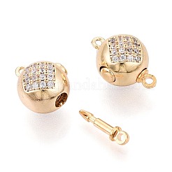 Застежки-коробочки из латуни с прозрачным кубическим цирконием&nbsp;KK-T073-45G