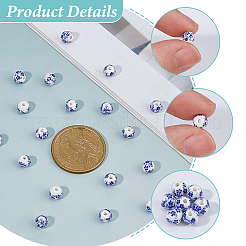 240 шт. фарфоровые керамические бусины ручной работы с цветочным принтом&nbsp;PORC-DC0001-13