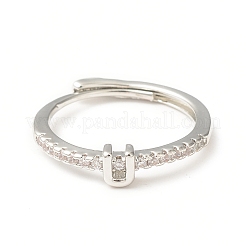 Прозрачное регулируемое кольцо с буквой из прозрачного циркония RJEW-C052-01P-U