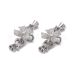 Стойка покрытие цветок латунь проложить прозрачный кубический цирконий сложить застежки KK-E080-01P
