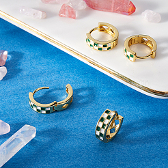 2 пара эмалевых толстых серег-колец с узором «тартан» для женщин&nbsp;EJEW-BBC0001-27A