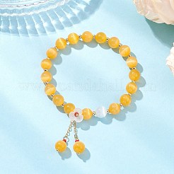 4 шт. эластичные браслеты из бусин кошачий глаз для женщин BJEW-TA00691