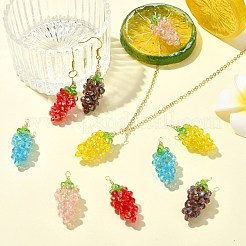 5 шт. подвески в виде винограда из медной проволоки и стеклянных бусин ручной работы двух цветов&nbsp;PALLOY-CJ00102