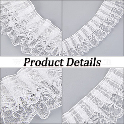 10 ярд двухслойных плиссированных кружевных лент из полиэстеровой органзы&nbsp;SRIB-GF0001-43C