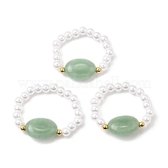 Кольца-растяжки из натурального зеленого авантюрина для женщин&nbsp;RJEW-JR00913