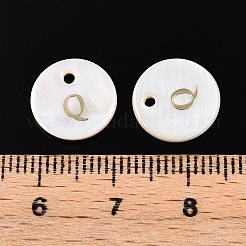 Плоские круглые подвески из натуральной пресноводной ракушки с золотым тиснением в виде буквы q SSHEL-S249-Q-1