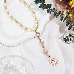 Крест и плоский круглый сплав эмалированный кулон автомобильные подвесные украшения&nbsp;HJEW-DR00212