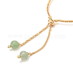 Бусины из натурального зеленого авантюрина и плоские круглые браслеты с подвесками BJEW-D447-15G