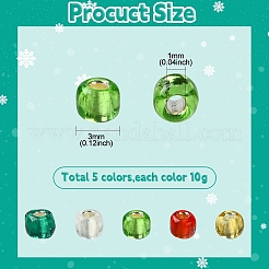 50 г 5-цветный стеклянный бисер с серебряной отделкой на рождественскую тематику&nbsp;SEED-YW0002-62A