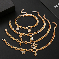 4шт 4 стиля браслеты из сплава со стразами&nbsp;BJEW-HY0001-11