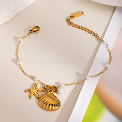 Летние браслеты с подвесками из нержавеющей стали в виде ракушек и морских звезд ME5016-1