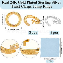 6 шт. 2 цвета 925 стерлингового серебра замковое соединительное кольцо STER-BBC0008-70C-G