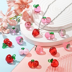 16 шт. 10-х цветные прозрачные резиновые и акриловые 3D-подвески в виде фруктов&nbsp;FIND-YW0006-04