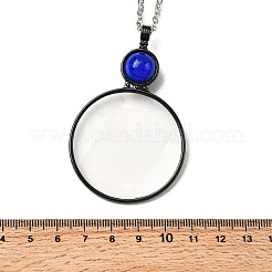 Ожерелье с плоским круглым стеклянным увеличительным кулоном для женщин&nbsp;LS-NJEW-K125-01B-04