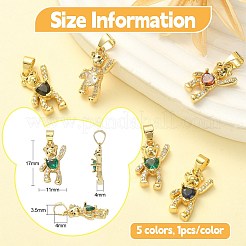 5шт 5 цвета латунные прозрачные кубические подвески из циркония KK-CJ0001-76