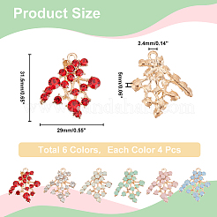 24 шт. 6-х цветные подвески из сплава золотистого тона со стразами FIND-AR0002-95