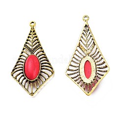 Ромб античный позолоченный сплав синтетическая бирюза большие подвески PALLOY-J597-03AG