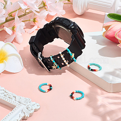 6 шт. 2 стиля стеклянных бусин декоративные кольца для ремешка для умных часов&nbsp;AJEW-CP0009-94A