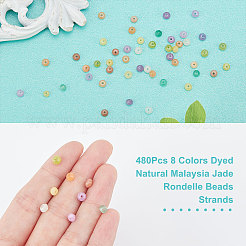 480 шт. 8-цветные окрашенные нити из натурального малайзийского нефрита в форме ронделла G-NB0002-88