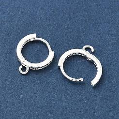 Латунные серьги-кольца из прозрачного кубического циркония&nbsp;KK-H532-14A-S