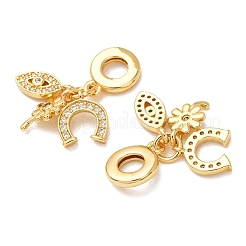 Реечное покрытие латунь микро паве кубический цирконий европейские подвески с подвесками&nbsp;KK-P270-02E-G-1