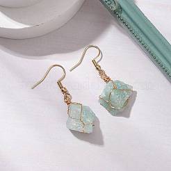 Серьги-подвески из натурального зеленого авантюрина и нержавеющей стали 304 для женщин&nbsp;EJEW-JE06237-02