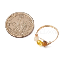 Круглый плетеный перстень из натуральных и синтетических драгоценных камней&nbsp;RJEW-JR00742