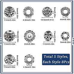 40 шт. 5 стиля сплава европейских бусин FIND-SC0010-56
