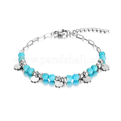 Плоские круглые браслеты из нержавеющей стали с подвесками KM5058-1