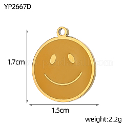 Подвески с улыбающимся лицом из нержавеющей стали 304 с эмалью STAS-OY004-17G
