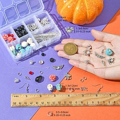 Наборы для изготовления серег из искусственной бирюзы в стиле готический череп и роза своими руками DIY-YW0009-96