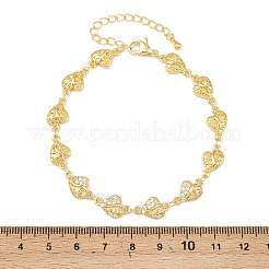 Латунные браслеты-цепочки с микропаве из прозрачных кубических цирконий для женщин BJEW-A090-09E-G