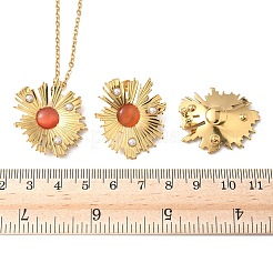 Комплекты из ожерелий и серег-гвоздиков с цветочным кулоном из нержавеющей стали 304 для женщин SJEW-B020-03G