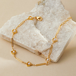 Браслеты на ногу из латуни с пластиковыми бусинами-жемчужинами в форме яблока ко Дню учителя для женщин&nbsp;FS-WG6989F-01