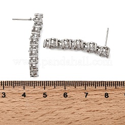 Плоские круглые серьги-гвоздики из латуни с микропаве и прозрачным фианитом&nbsp;EJEW-H180-12P