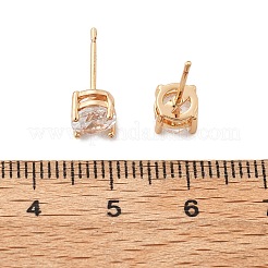 Плоские круглые серьги-гвоздики из латуни с паве из кубического циркония для женщин EJEW-G428-29A-02