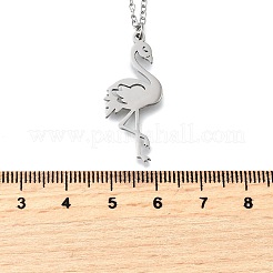 304 нержавеющая сталь кулон в форме фламинго ожерелья с цепочкой для женщин и мужчин NJEW-Q032-02A-P