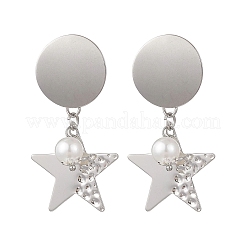 Серьги-гвоздики с подвесками из АБС-пластика с имитацией жемчуга&nbsp;EJEW-JE06903-03