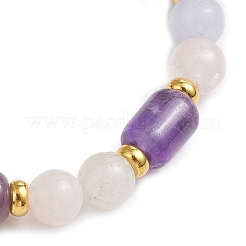 Эластичные браслеты из натуральных круглых и бочкообразных бусин с драгоценными камнями для женщин и мужчин.&nbsp;BJEW-JB13478