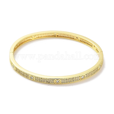 Женские браслеты на шарнирах из латуни с микропаве и прозрачным фианитом BJEW-Z061-15B-1