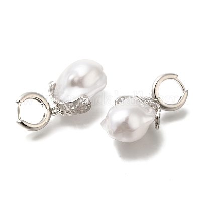 Латунные серьги обруча EJEW-H016-03P-1