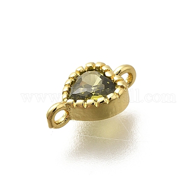 Подвески-соединители из латуни с кубическим цирконием в форме сердца KK-P295-34G-03-1