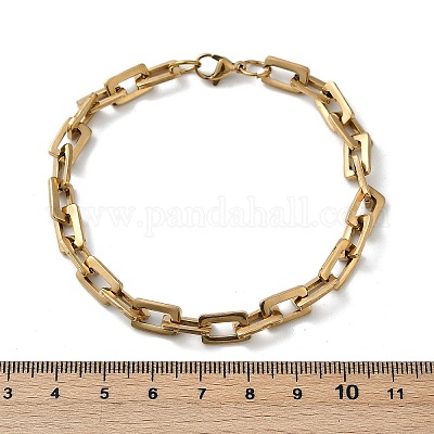 Ионное покрытие (ip) прямоугольник 201 браслеты из нержавеющей стали BJEW-N240-06G-1