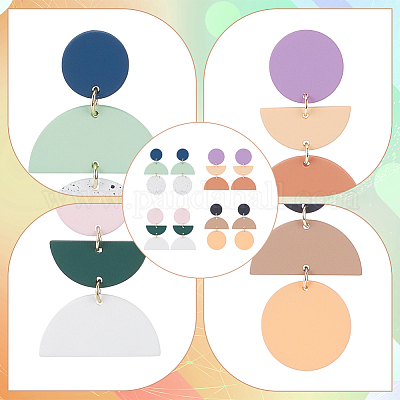 4 пара сережек-гвоздиков из полимерной глины в двух стилях с булавками из хирургической нержавеющей стали 316 EJEW-AN0004-27-1